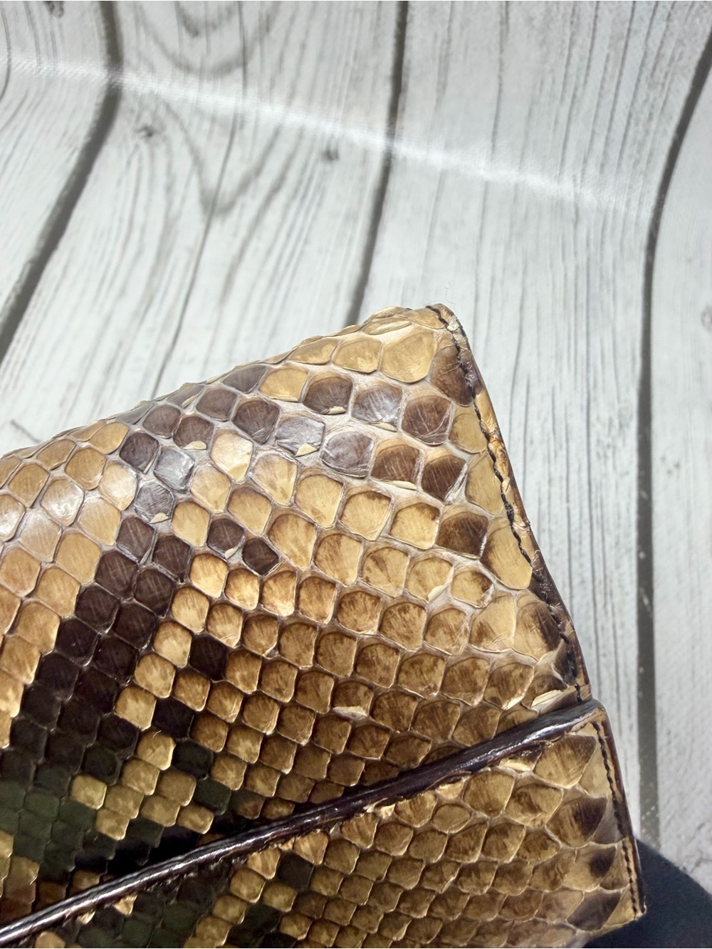 PRE LOVED Prada Brown Python Compact Wallet - Picture 7 of 11